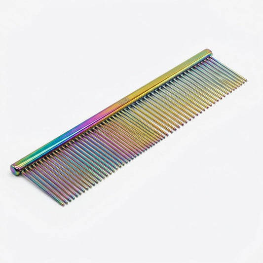 TAURO PRO LINE professional two-density grooming comb for coat grooming and shaping, stainless steel, 19 cm, 28 mm pins