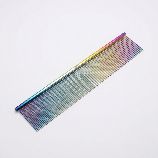 TAURO PRO LINE professional two-density grooming comb for coat grooming and shaping, stainless steel, 19 cm, 32 mm pins