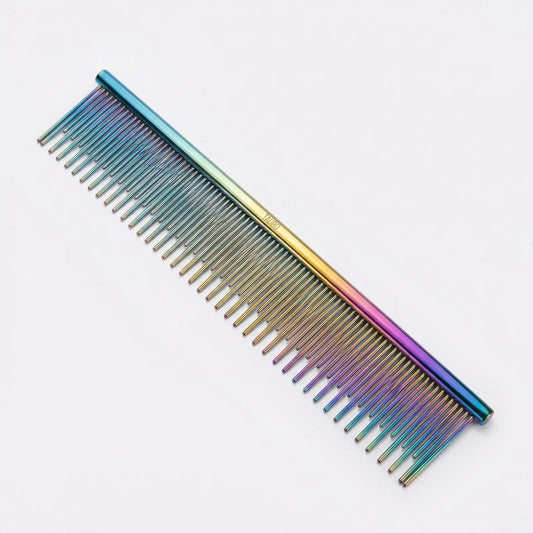 TAURO PRO LINE professional two-density grooming comb for coat grooming and shaping, stainless steel, 19 cm, 30 mm pins