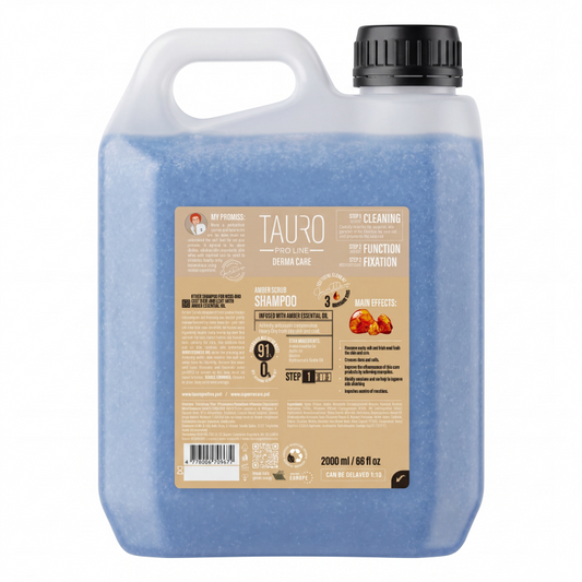 TAURO PRO LINE Derma Care Amber Scrub Shampoo, coat surface care shampoo for dogs and cats, 2000 ml