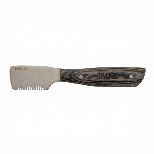TAURO PRO LINE professional stripping knife with coarse pins, wooden brown handle, 16 cm, 15 pins