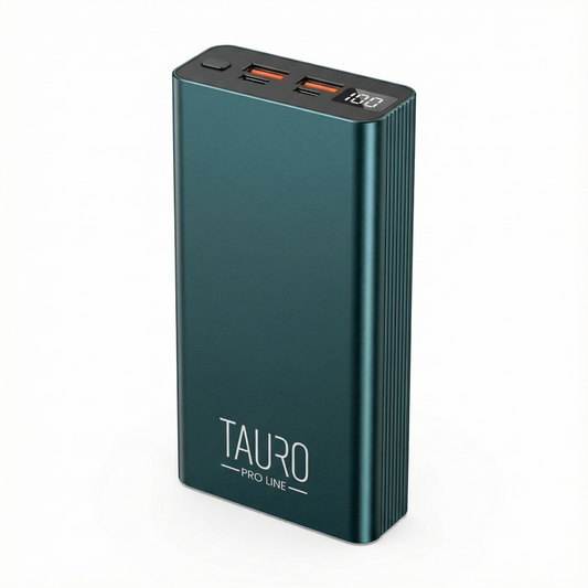 TAURO PRO LINE aluminium portable charger (power bank) 22.5 W fast charging, 20000 mAh, grey