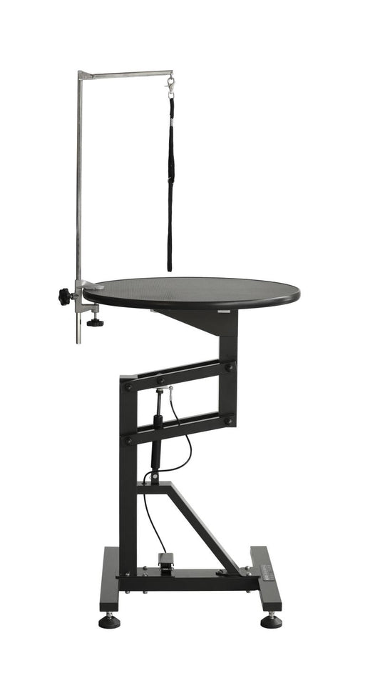 TAURO grooming table for dogs and cats, pneumatically adjustable height (68–98 cm), round, 60 cm diameter, black