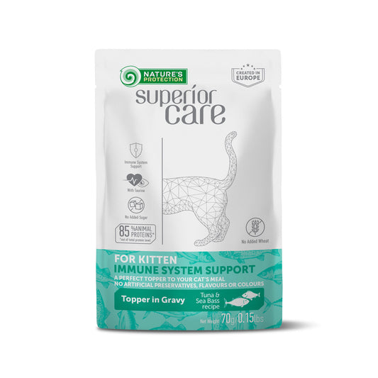 Nature's Protection Superior Care wet food supplement with tuna and sea bass for the immune system support of kitten of all breeds