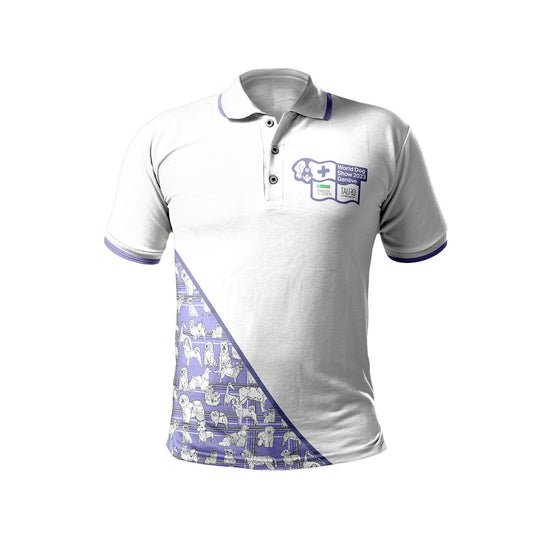 World Dog Show Polo T-shirt med korte ærmer, hvid, med QR-kode