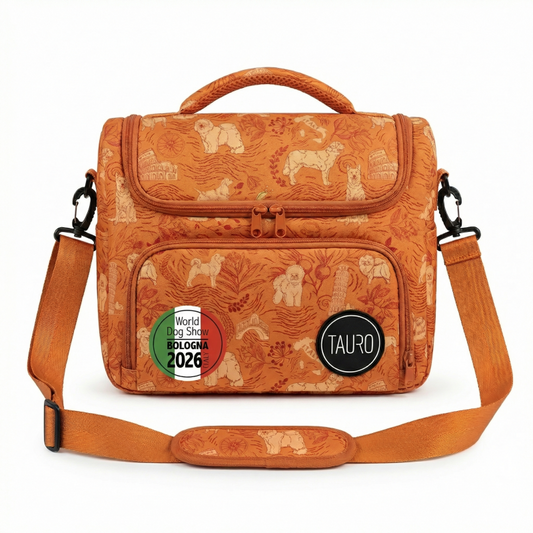 TAURO grooming bag, thematic "WDS 2026 Bologna", universal, with adjustable handle, 25x30.5x18.5 cm