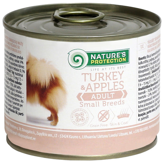 Nourriture humide Nature's Protection pour petits chiens adultes au dindon et pommes