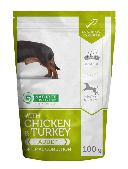 Nature's Protection canned pet food for adult dogs with chicken and turkey