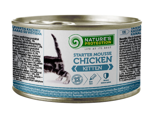 Nature's Protection canned pet food for junior cats with chicken